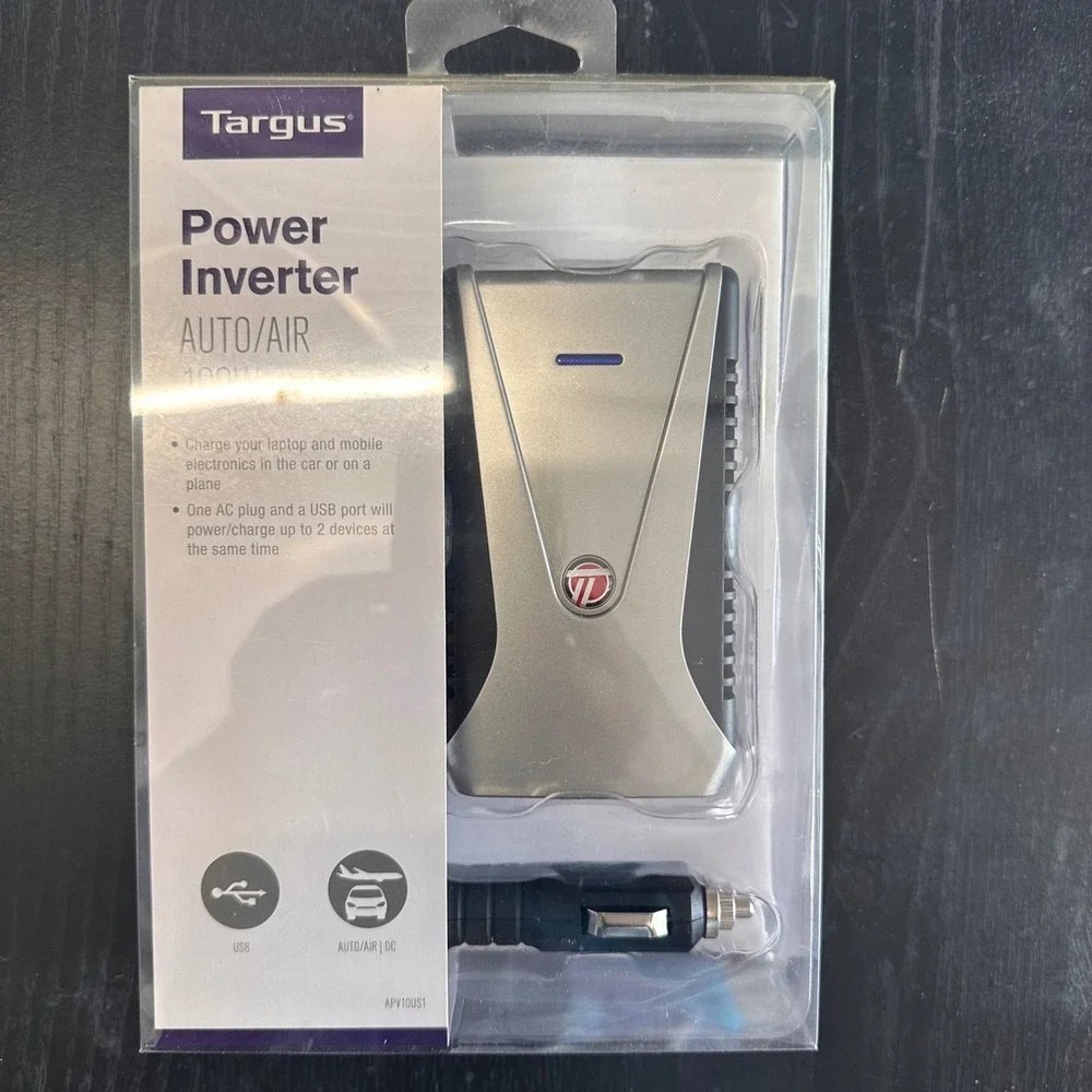 Targus Power Inverter Auto/Air 100W USB AC Outlet Car Airplane Charger